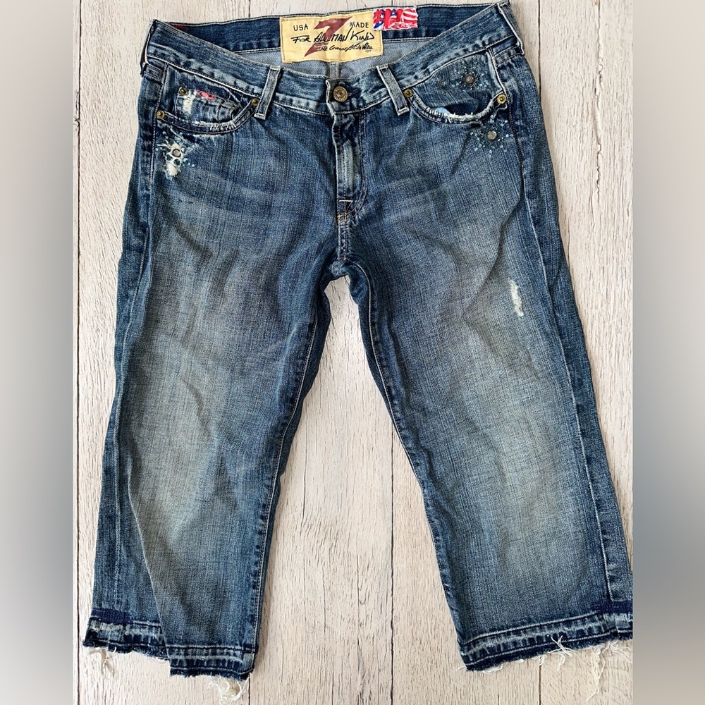 2000s Rare 7 For All Mankind x The Great China Wall Embellished Jeans